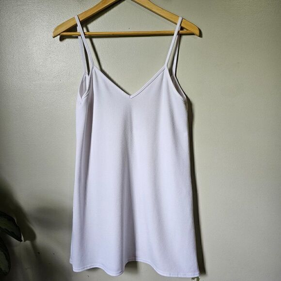 EUC PRETTY LITTLE THING WHITE V NECK TANK SHORT DRESS SIZE 6 US / SMALL - Picture 1 of 14